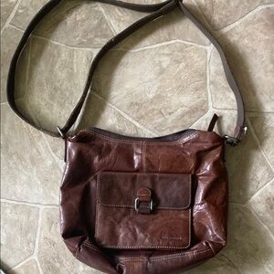 Brown Leather Messenger Bag with Adjustable Strap